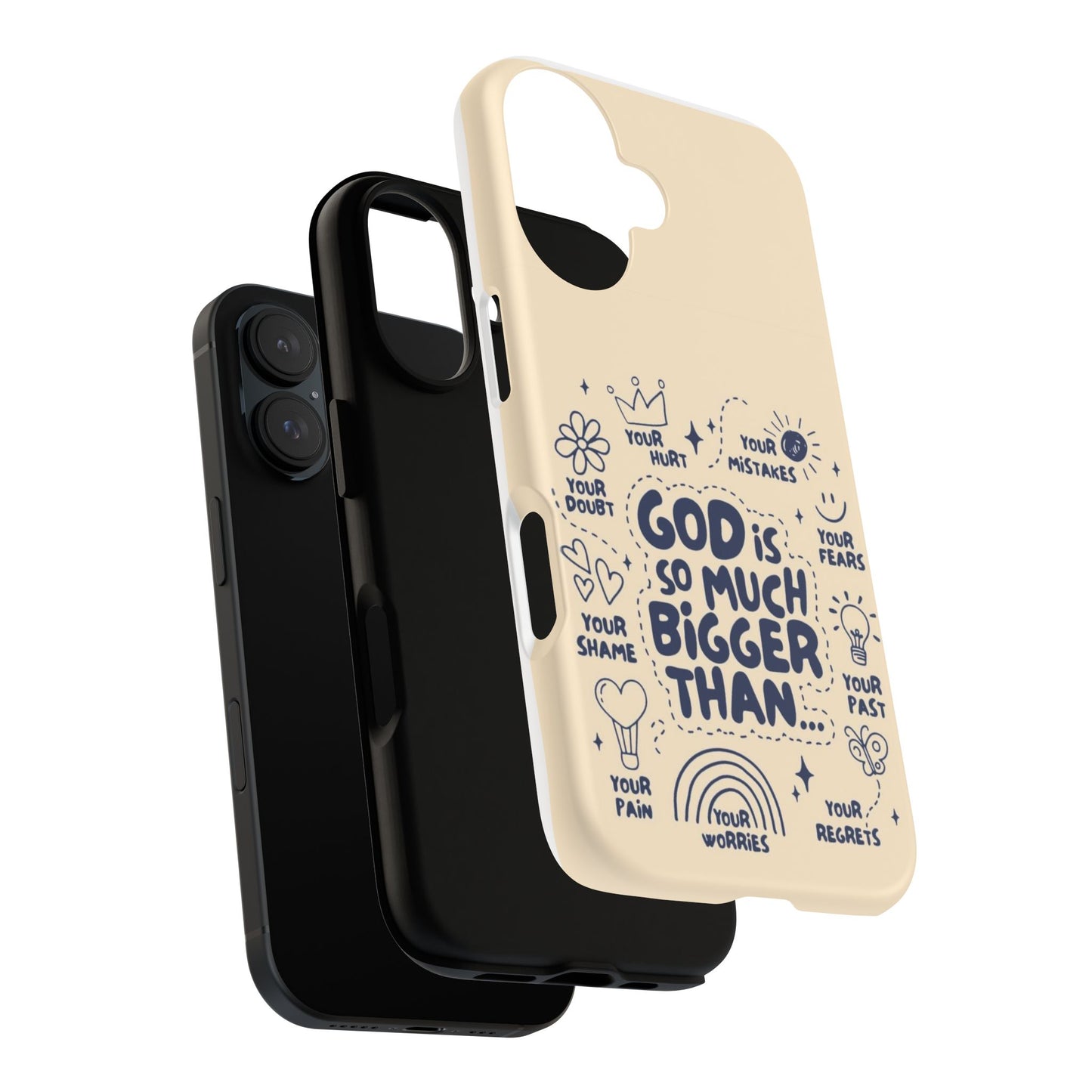 Inspirational Phone Case, "God is Bigger Than Your Worries"