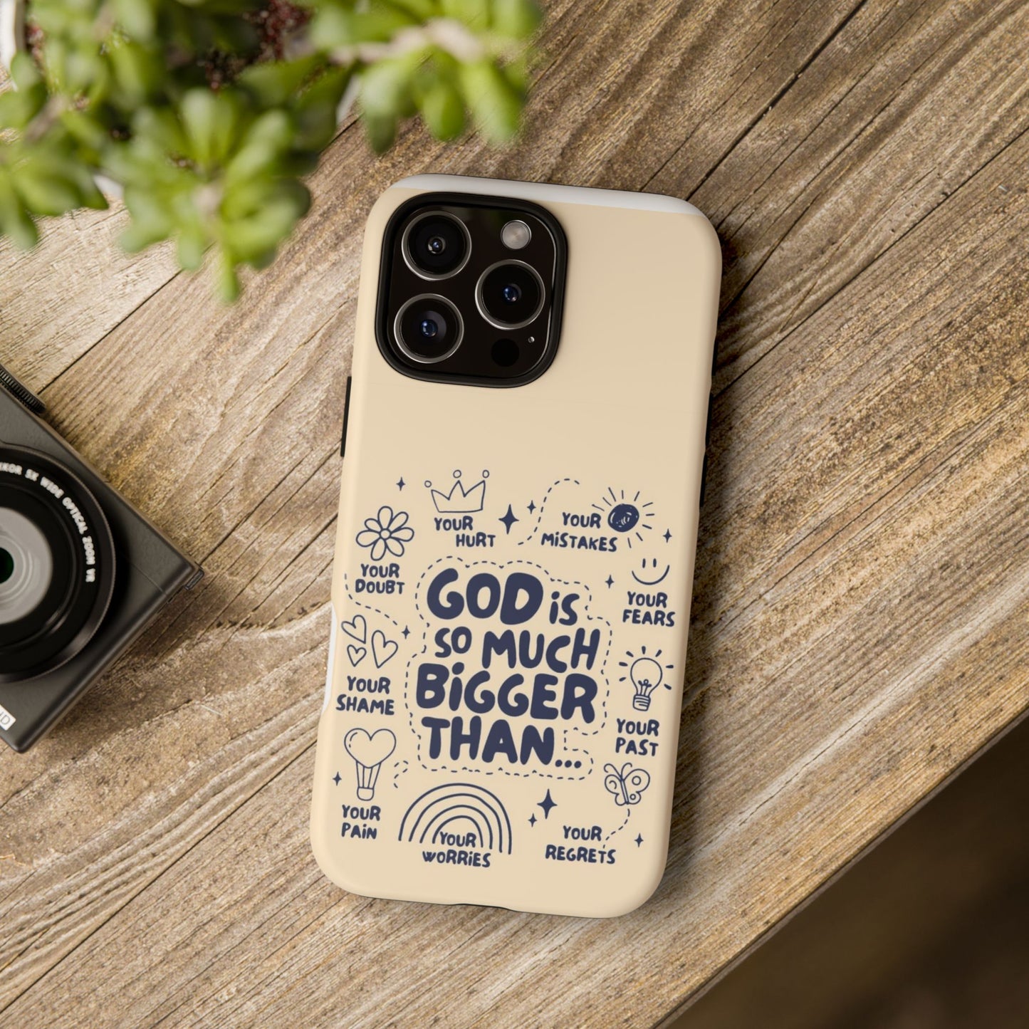 Inspirational Phone Case, "God is Bigger Than Your Worries"