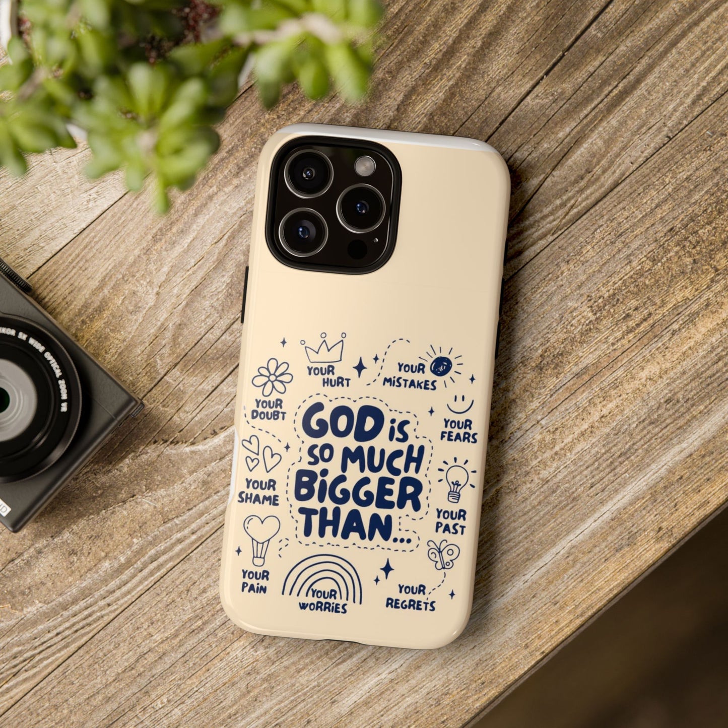 Inspirational Phone Case, "God is Bigger Than Your Worries"