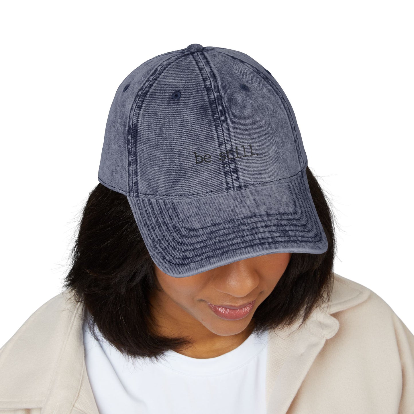 Vintage Embroidered Cap -"Be Still"