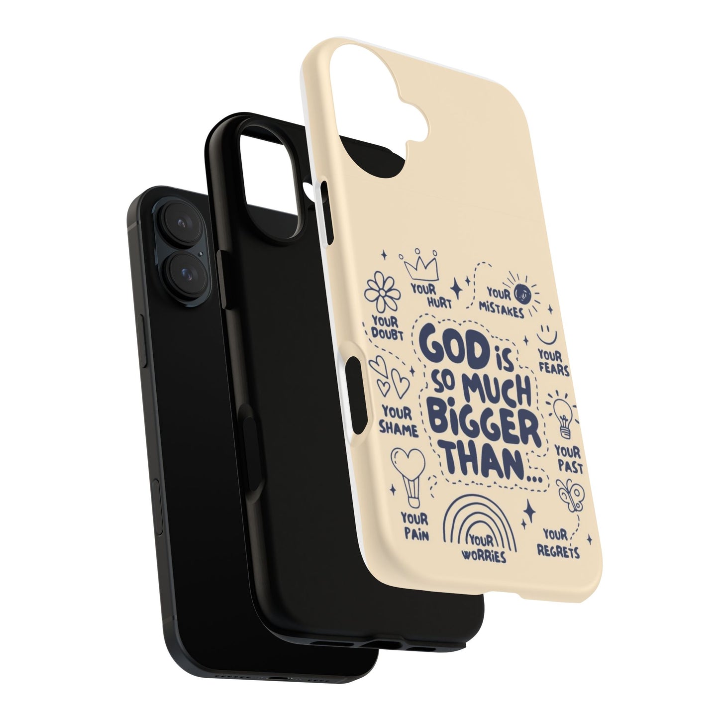 Inspirational Phone Case, "God is Bigger Than Your Worries"
