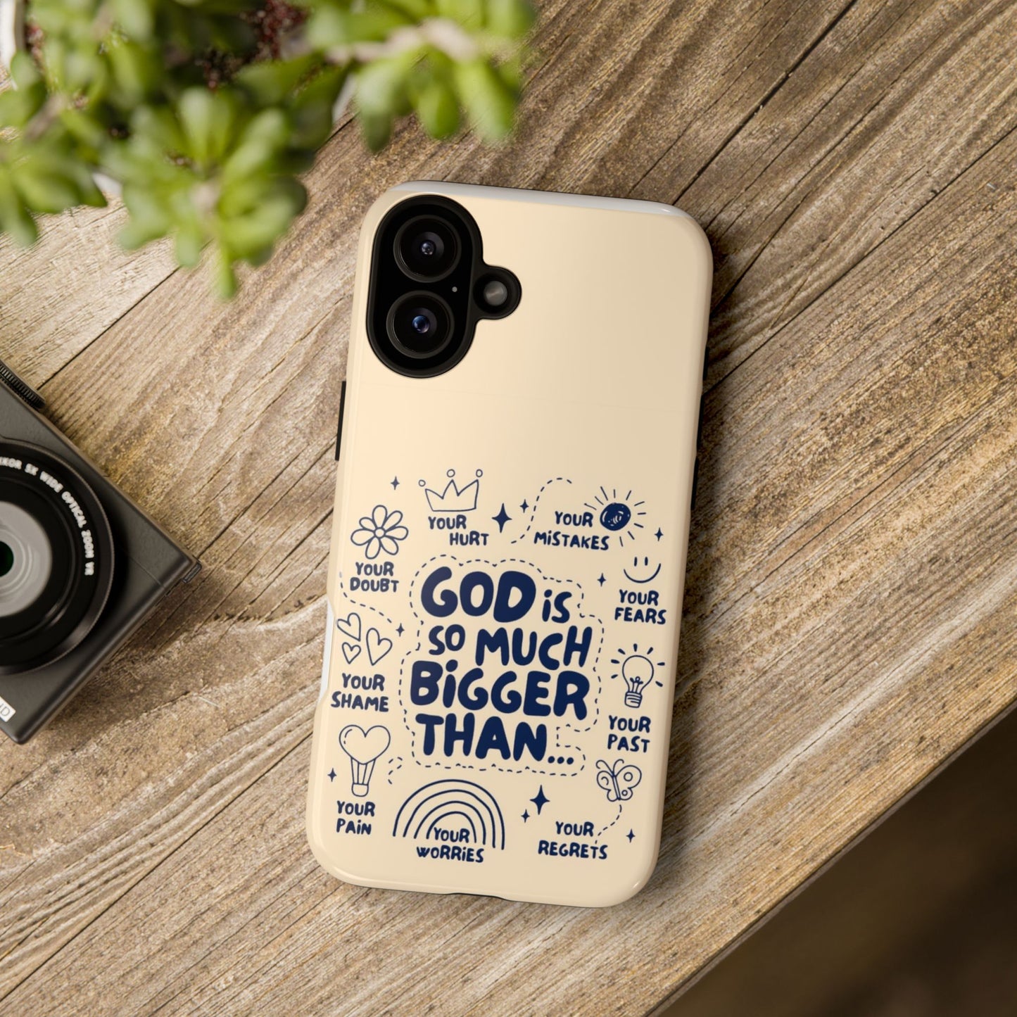 Inspirational Phone Case, "God is Bigger Than Your Worries"