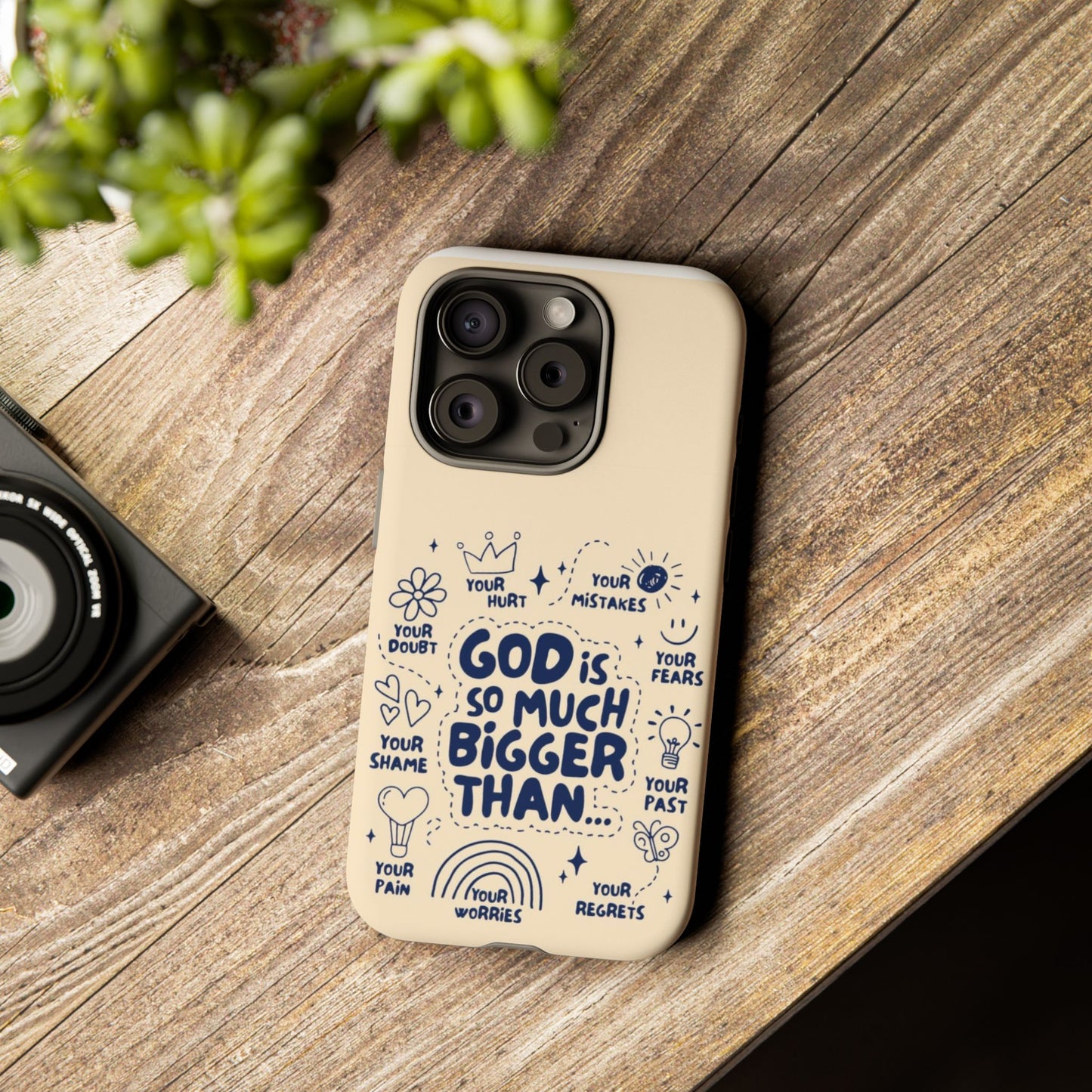 Inspirational Phone Case, "God is Bigger Than Your Worries"
