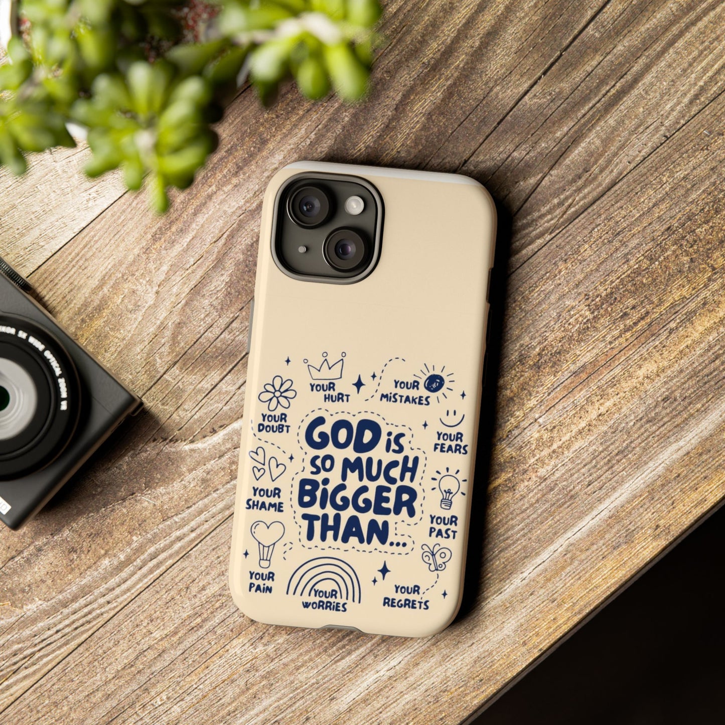 Inspirational Phone Case, "God is Bigger Than Your Worries"