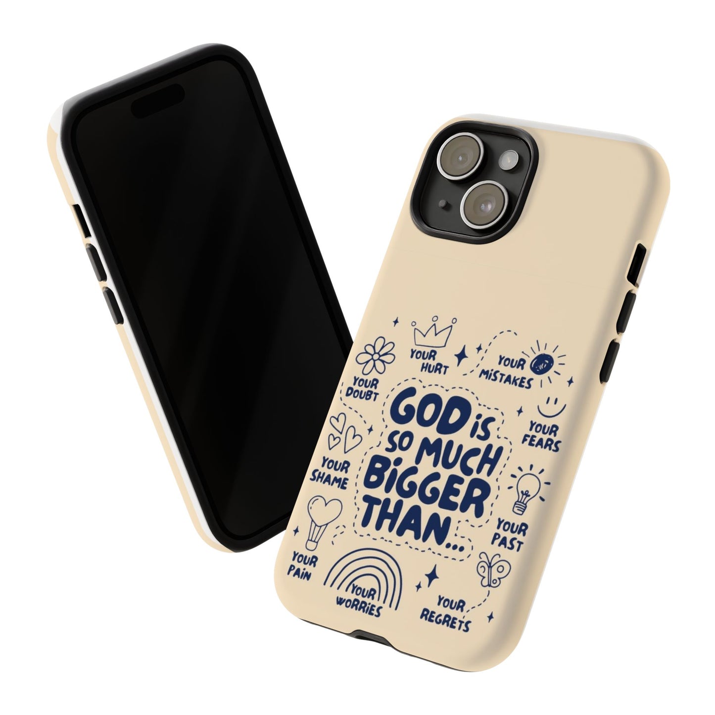 Inspirational Phone Case, "God is Bigger Than Your Worries"
