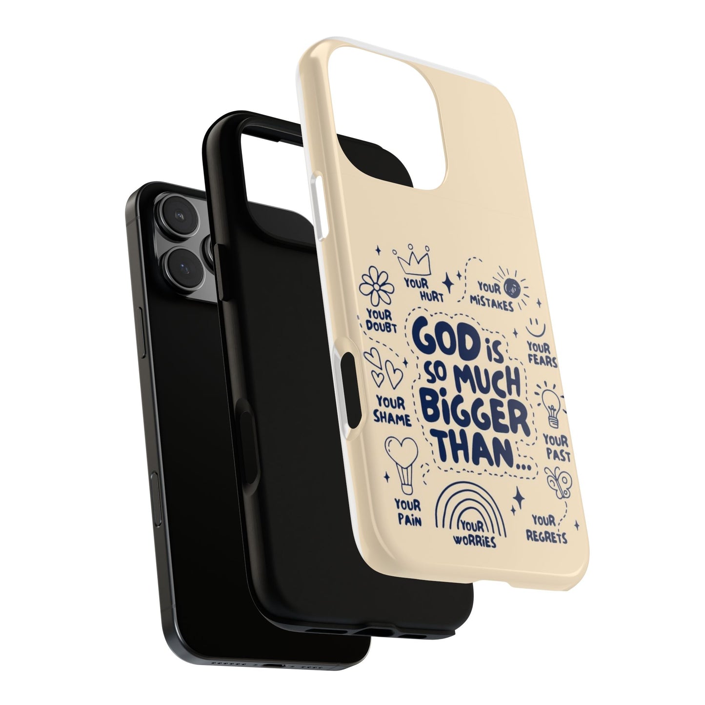 Inspirational Phone Case, "God is Bigger Than Your Worries"