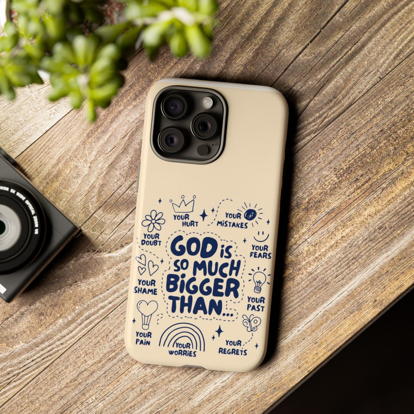 Inspirational Phone Case, "God is Bigger Than Your Worries"