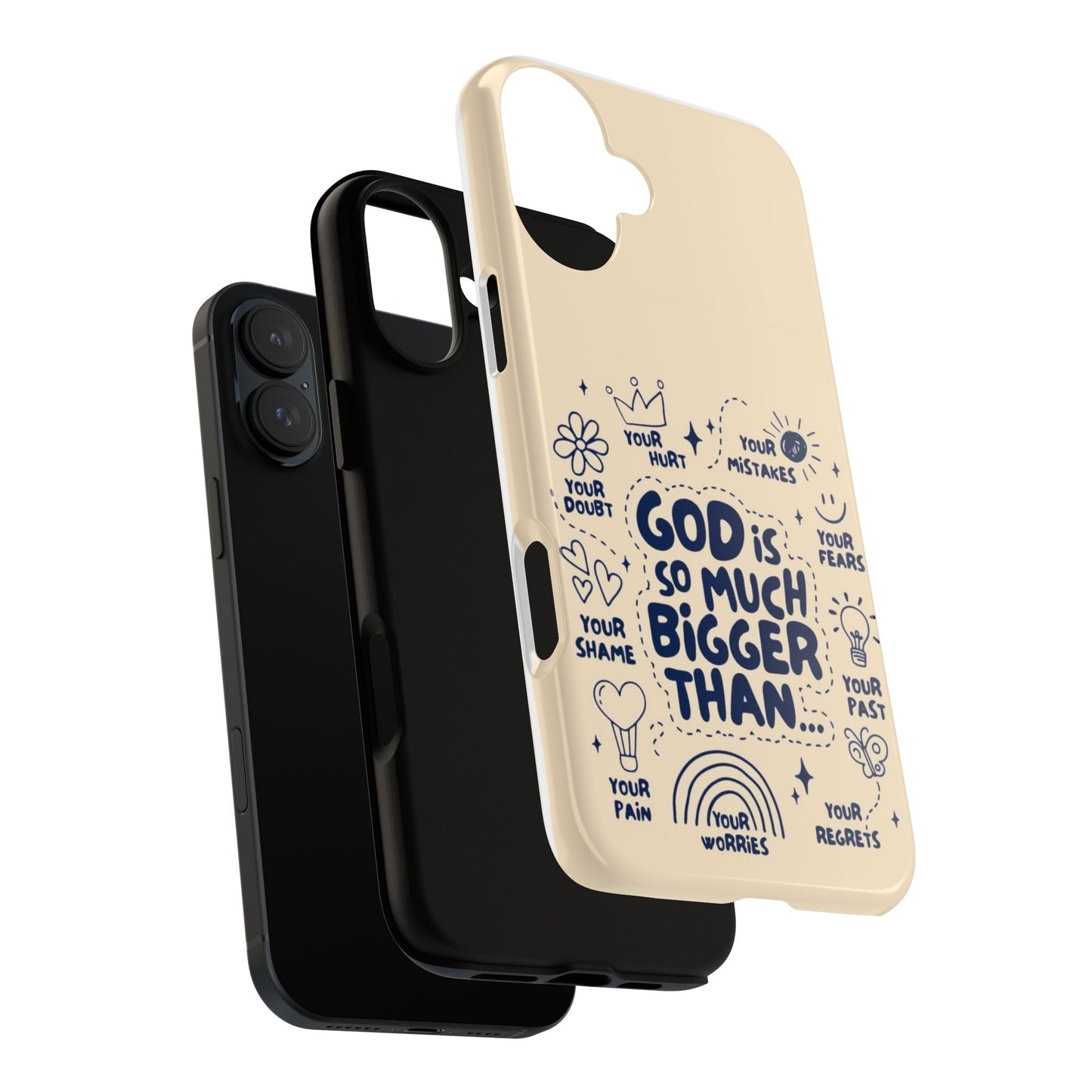 Inspirational Phone Case, "God is Bigger Than Your Worries"