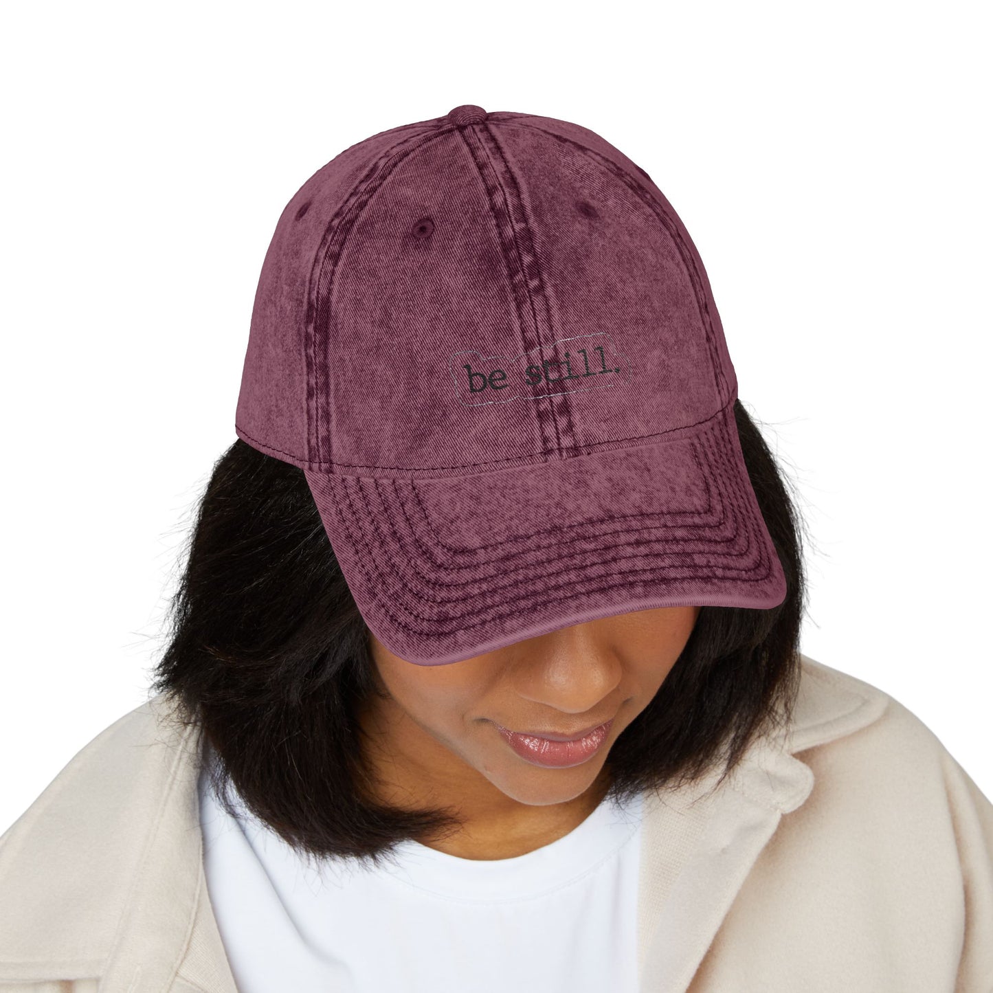 Vintage Embroidered Cap -"Be Still"
