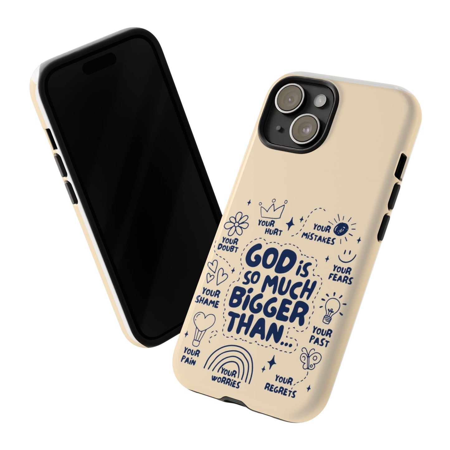 Inspirational Phone Case, "God is Bigger Than Your Worries"