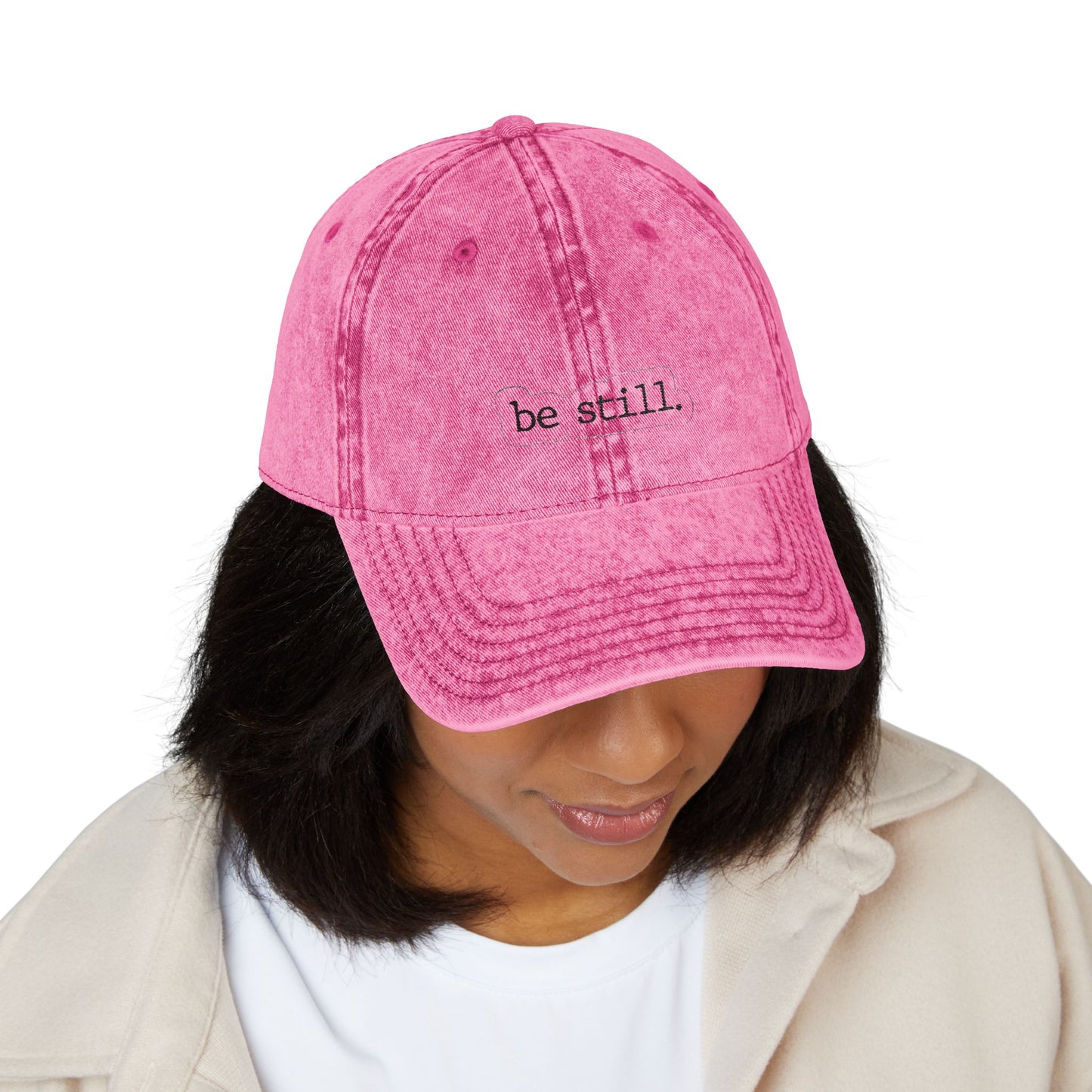Vintage Embroidered Cap -"Be Still"