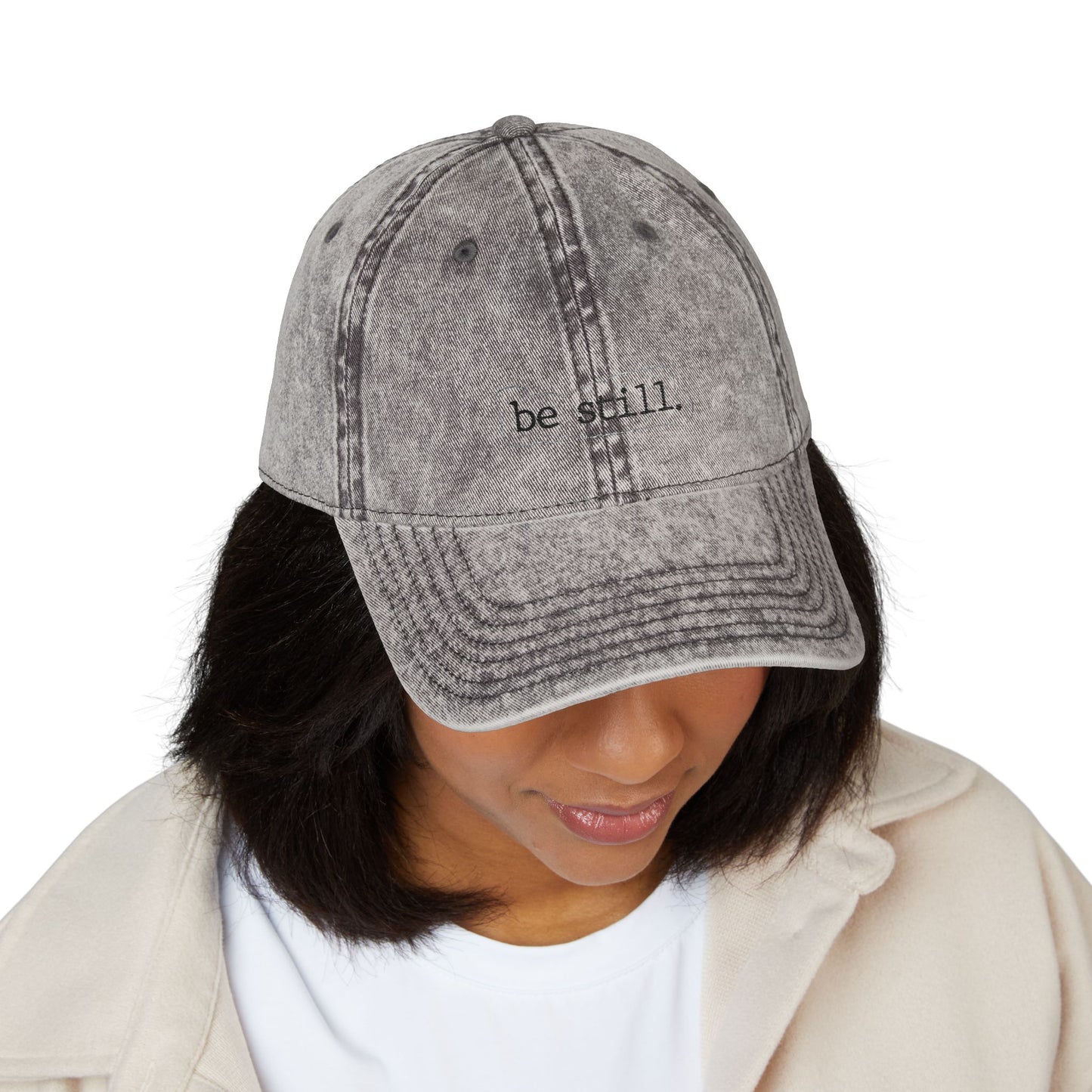 Vintage Embroidered Cap -"Be Still"