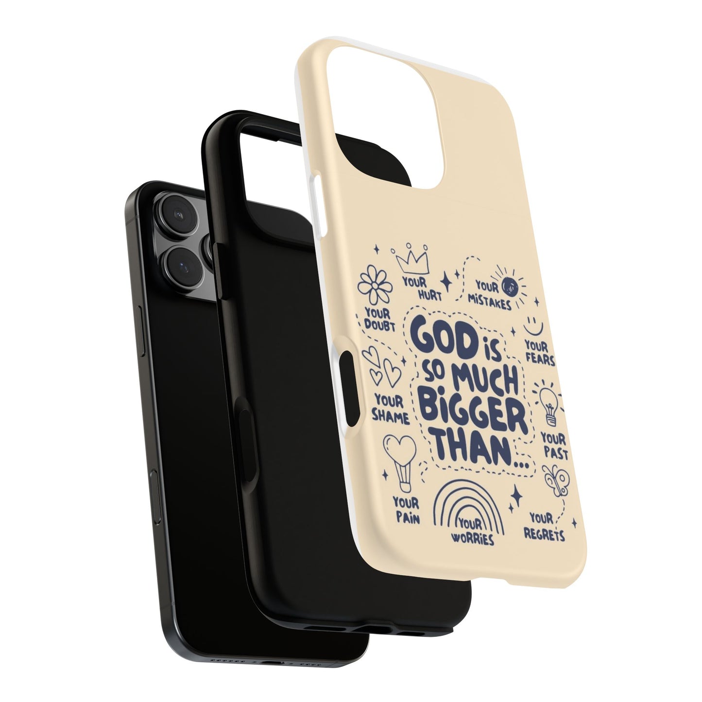 Inspirational Phone Case, "God is Bigger Than Your Worries"