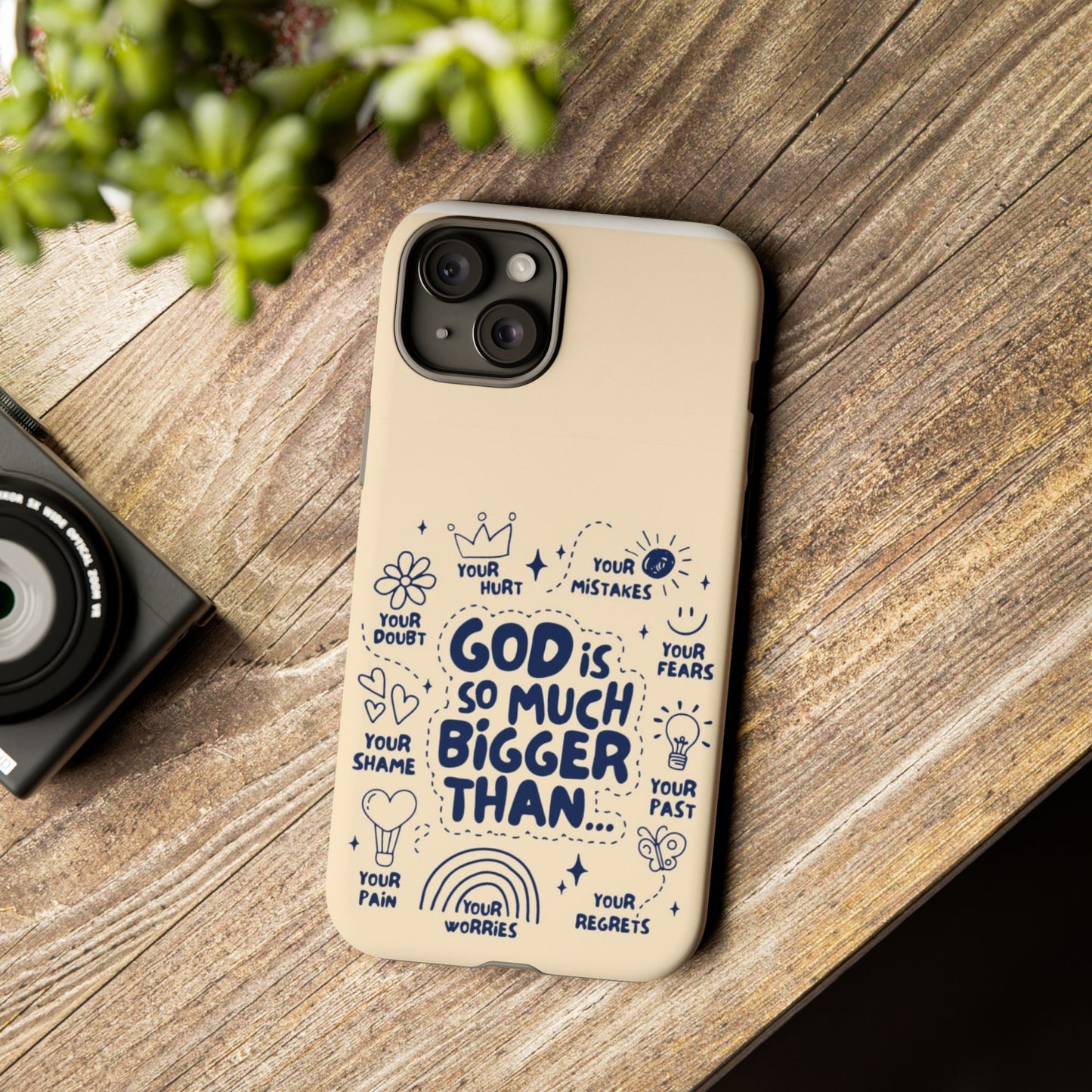 Inspirational Phone Case, "God is Bigger Than Your Worries"