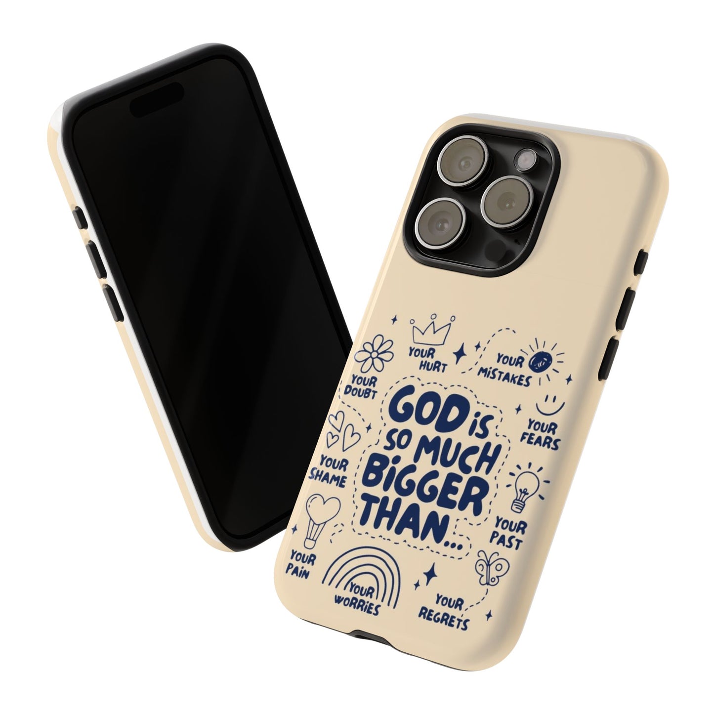 Inspirational Phone Case, "God is Bigger Than Your Worries"