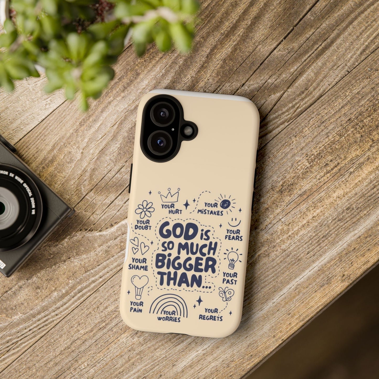 Inspirational Phone Case, "God is Bigger Than Your Worries"