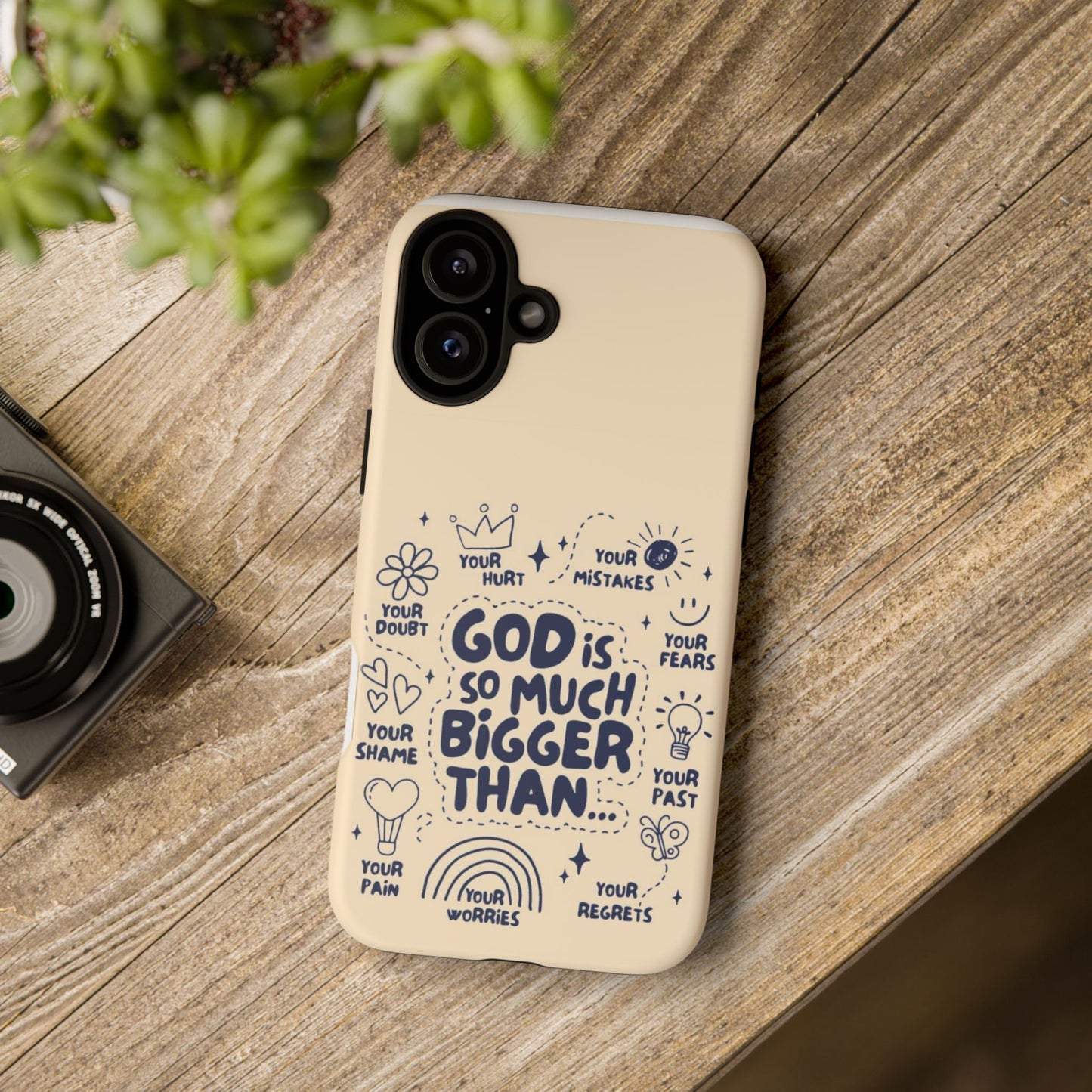 Inspirational Phone Case, "God is Bigger Than Your Worries"