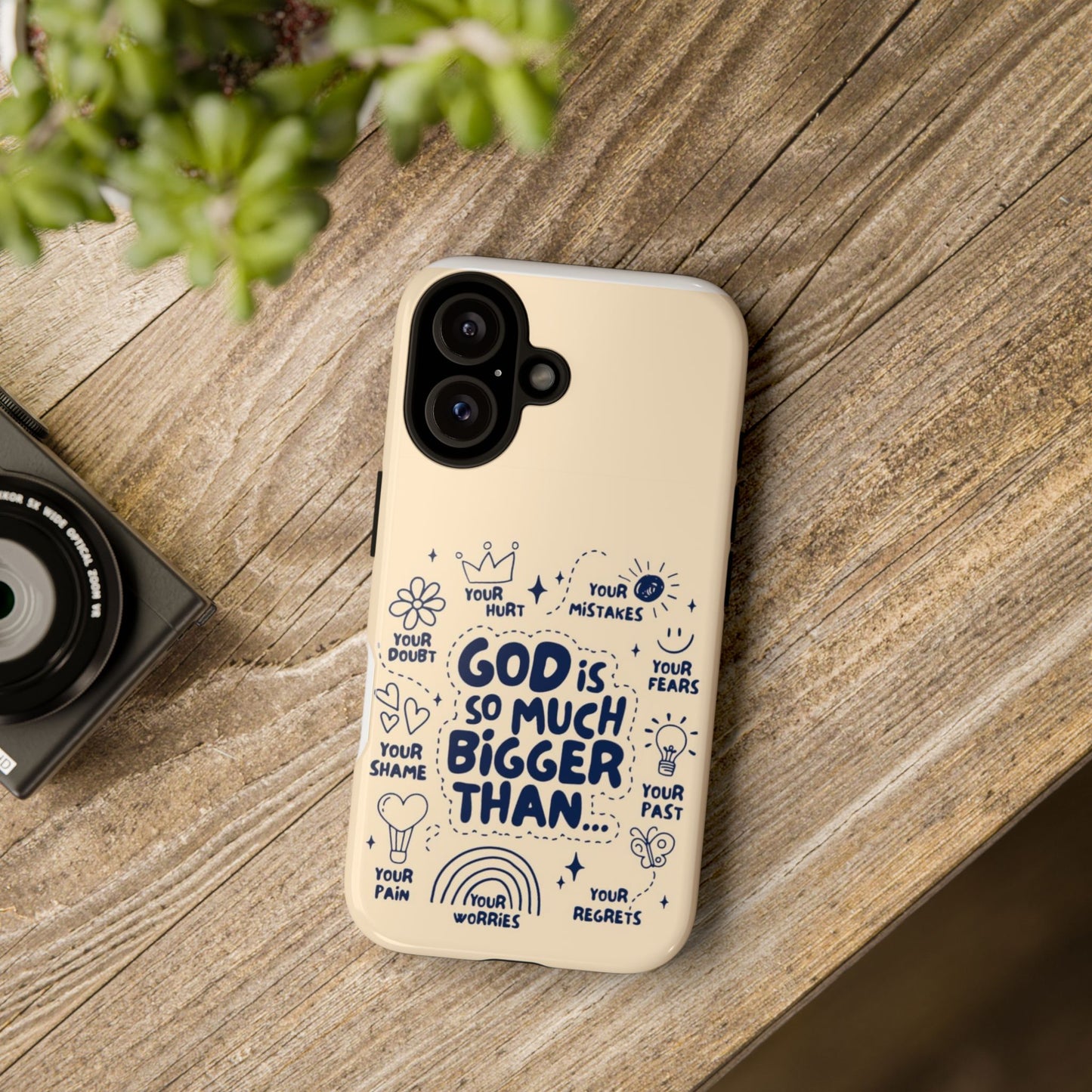 Inspirational Phone Case, "God is Bigger Than Your Worries"